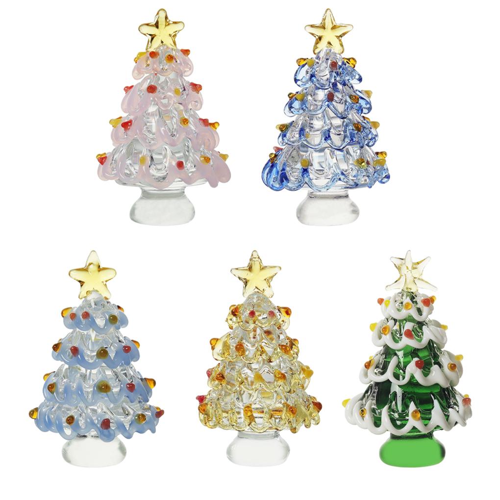 Mini Farbkristall Weihnachtsbaum Figur Sammlerstück Handgefertigt Mundgeblasenes Glas Weihnachtsbaum Ornament Tischplatte Festival Geschenk