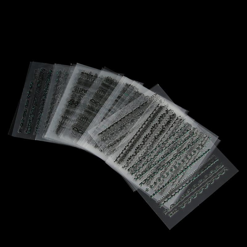 

30 шт., белые кружевные наклейки для ногтей, 3D смешанный дизайн, переводная наклейка для ногтей, украшение «сделай сам» для ногтей чёрный