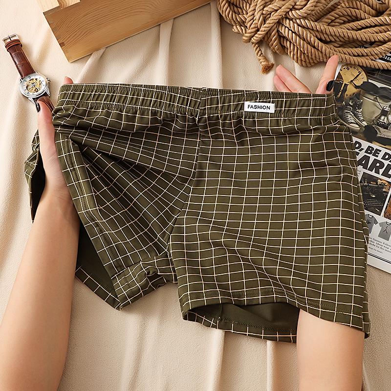 Boxer pentru bărbați în carouri din bumbac pur: Lenjerie confortabilă, lejeră și respirabilă