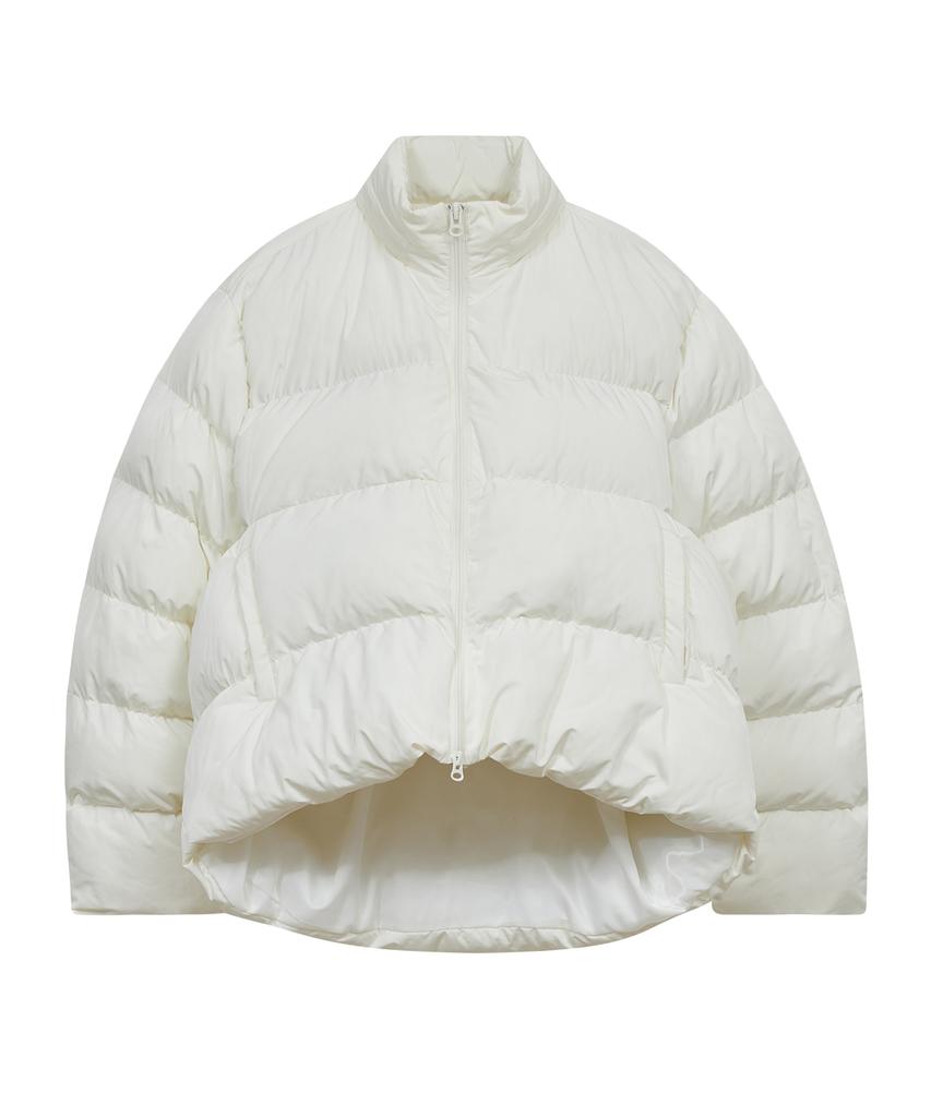Standarderror 87-Stan021 Essential Asymmetrical Oversized Hooded Padded Jumper Ivory