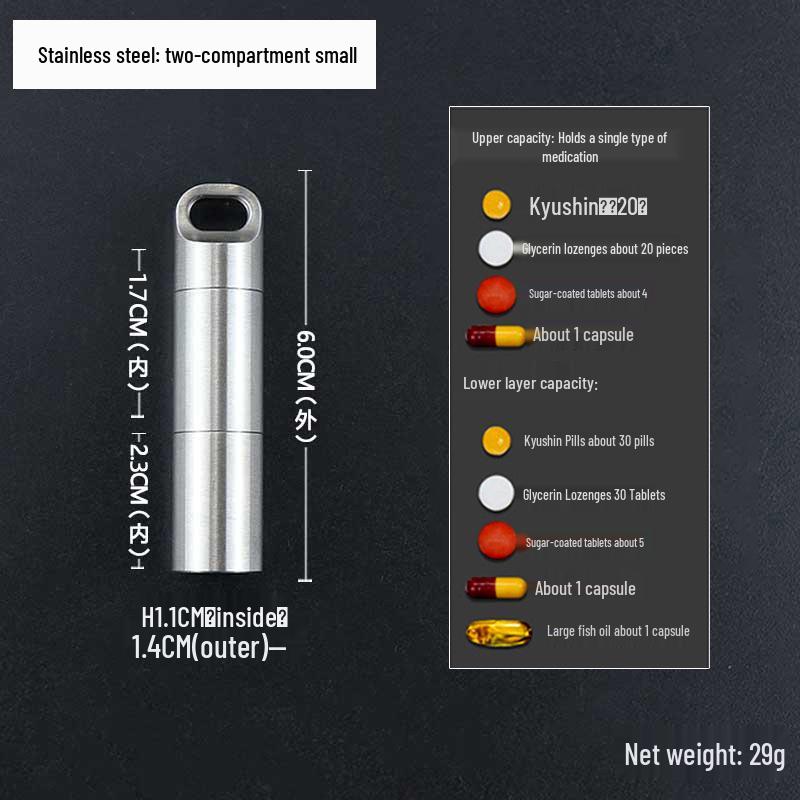 Wasserdichte Mini-Pillendose aus Edelstahl - Tragbarer, feuchtigkeitsdichter Reise-Medikamentenbehälter