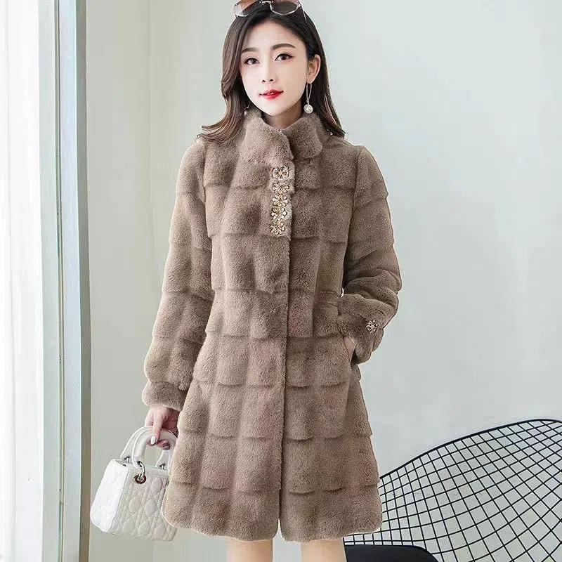 Cappotto in pelliccia sintetica da donna autunno inverno Nuovo cappotto in visone imitazione di media lunghezza Giacca in pelliccia morbida e confortevole di grandi dimensioni 3XL