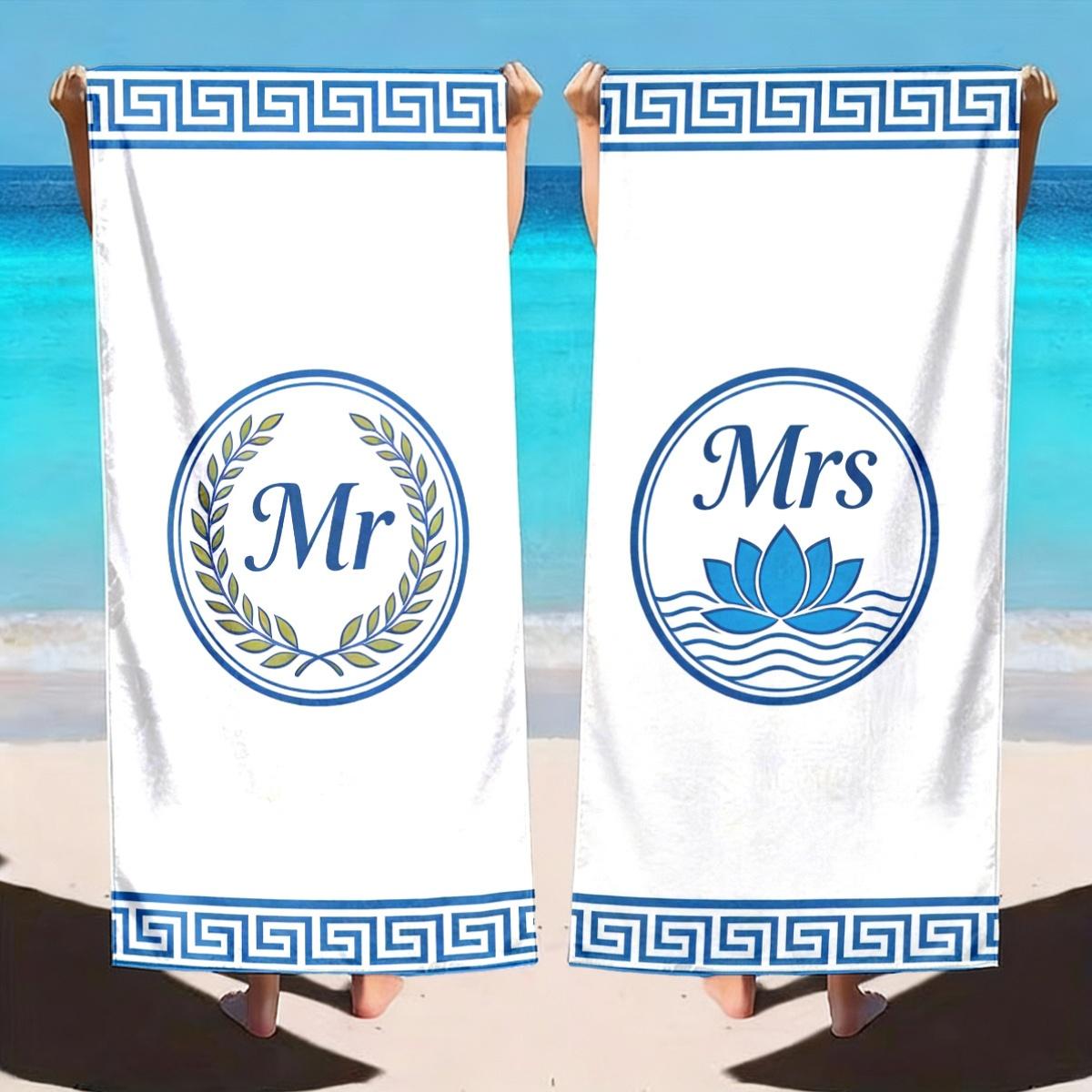 2-delige Koning & Koningin Strandlaken Set voor Koppels, Luxe Bijpassende Vakantie Strandlakens Voor Hem en Haar 35x75cm&2pcs