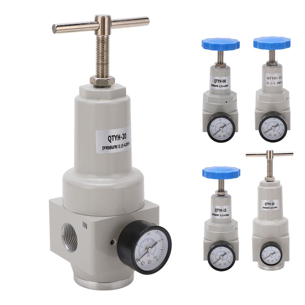 Air Pressure Regulator Good Sealing Simple Installation Relief Valve Aluminium Alloy Easy Adjusting with Gauge for Machine