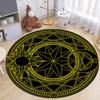 Dunkler Grund Gelbe Linie Magisches Pentagramm runder Teppich funktioniert als Gaming-Stuhl Bodenschutzmatte für Spielzimmer Schlafzimmer Heimdekoration