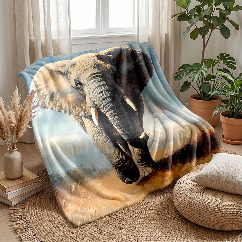

Adult and Juvenile Elephants Together blanket Personalized Name Flannel Blanket Soft Cozy Plush Throw for Sofa Bed Lightweight Home Decor 75x90cm
