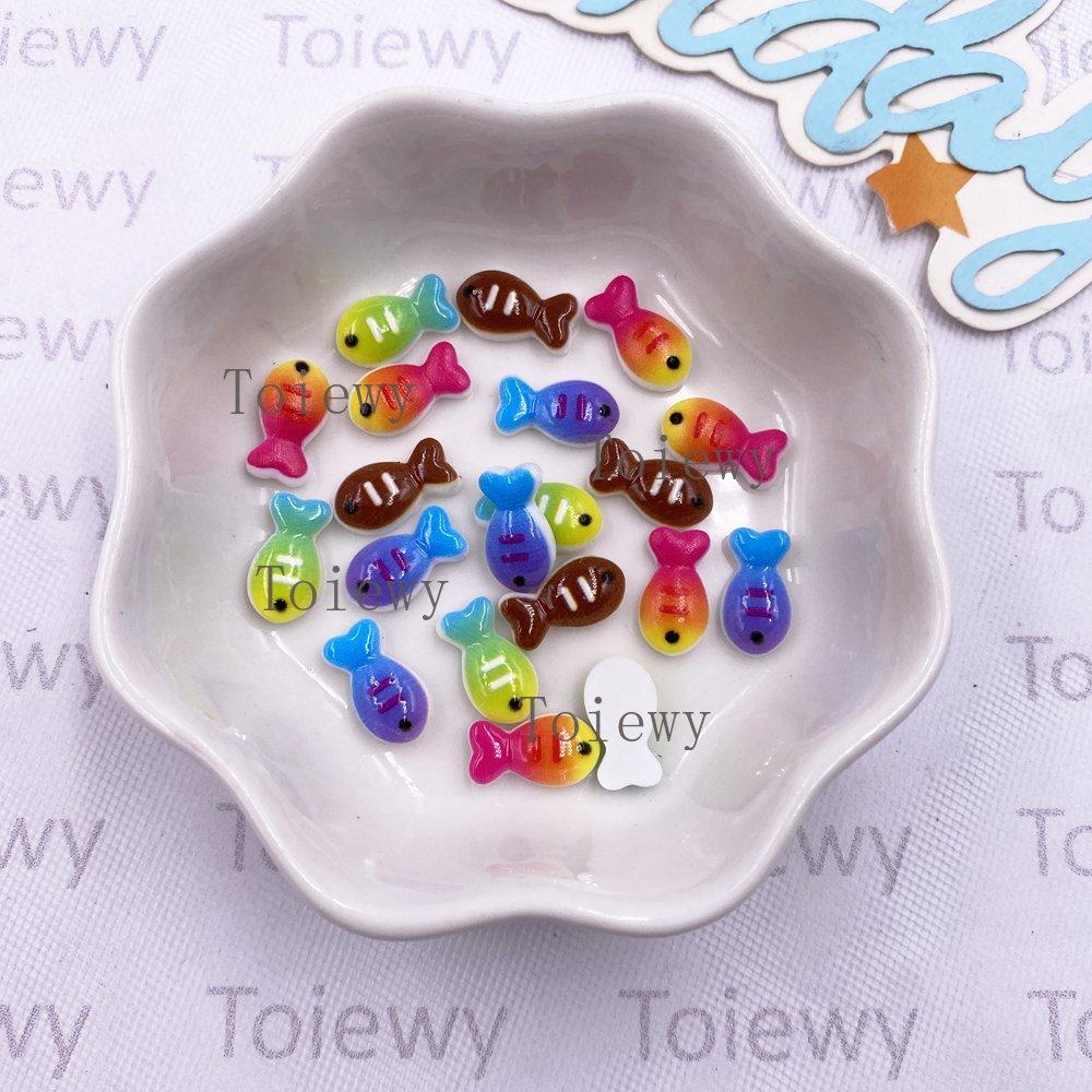 50Pcs Resin Cute Colorful Mini Fish Flatback 2D Cartoon Nail Art Stone DIY Jewellery Scrapbook Crafts Decor Applique Accessories