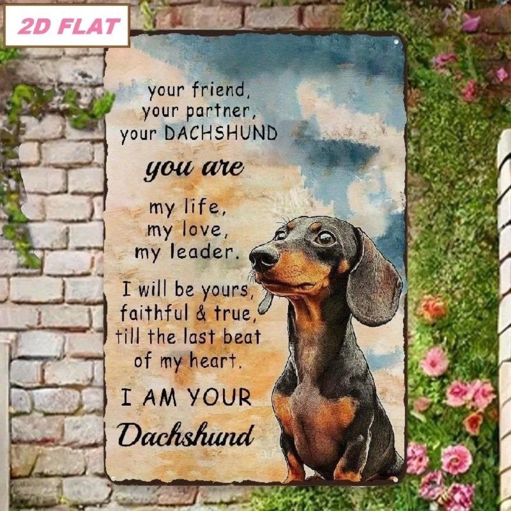 I Am Your Friend Your Partner Dachshund Metal Sign, Retro Rustic Farmhouse Wall Decor, Pre-Drilled Dog Lover Gift