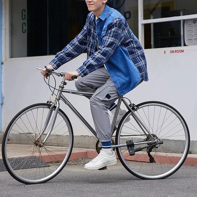 Li-Ning Loose Wash Denim Patchwork Shirt Unisex shirts Blue ASHR087-1