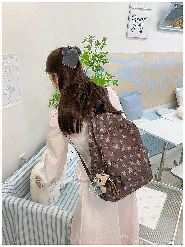 2025 Star Print Backpack for Female Students - Large Capacity, Lightweight, College & High School Schoolbag