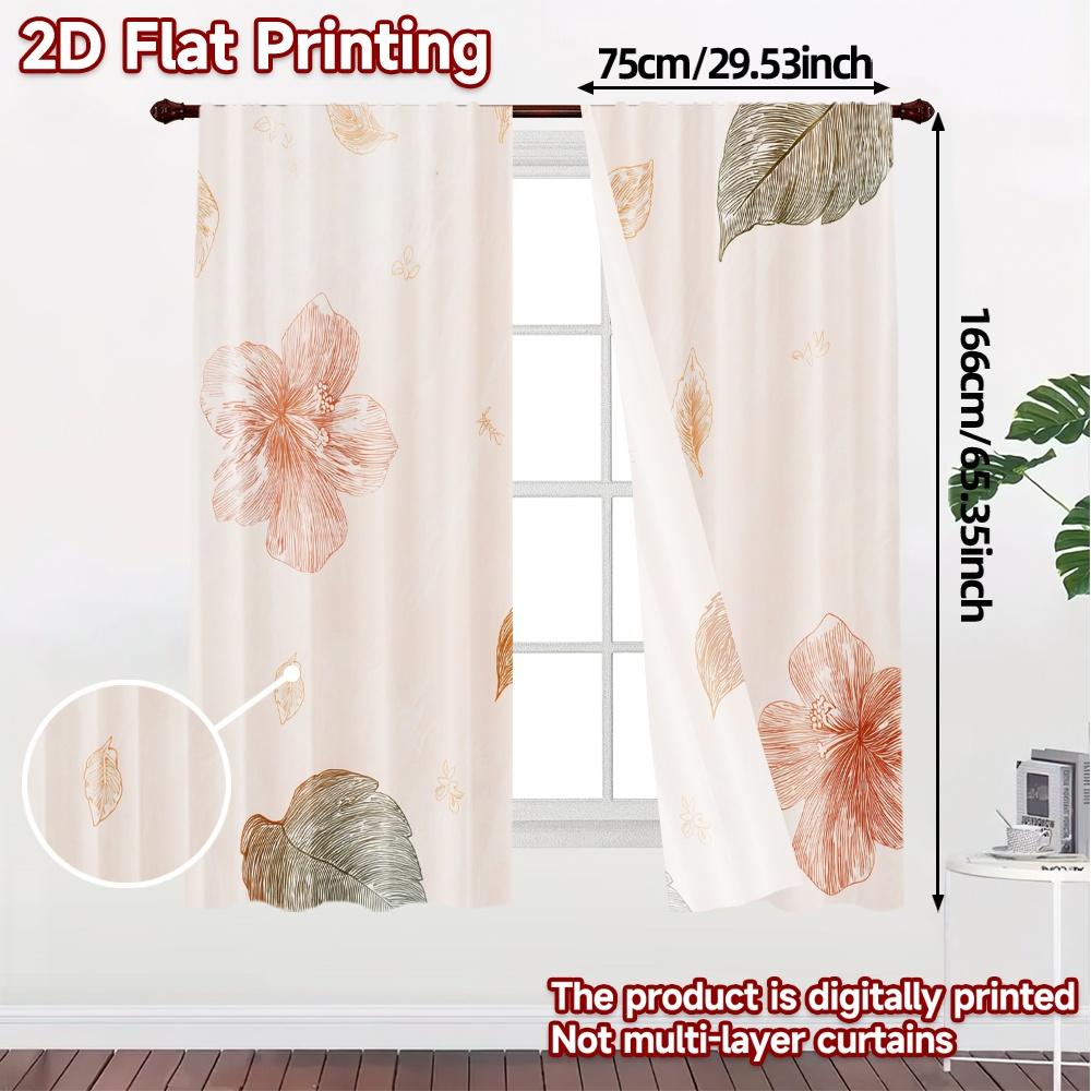 2D FLAT PRINTING 2pcs Curtains (Without Rod) Floral Spring Bedding Design Modern Fashionable Curtainments during the April Fools