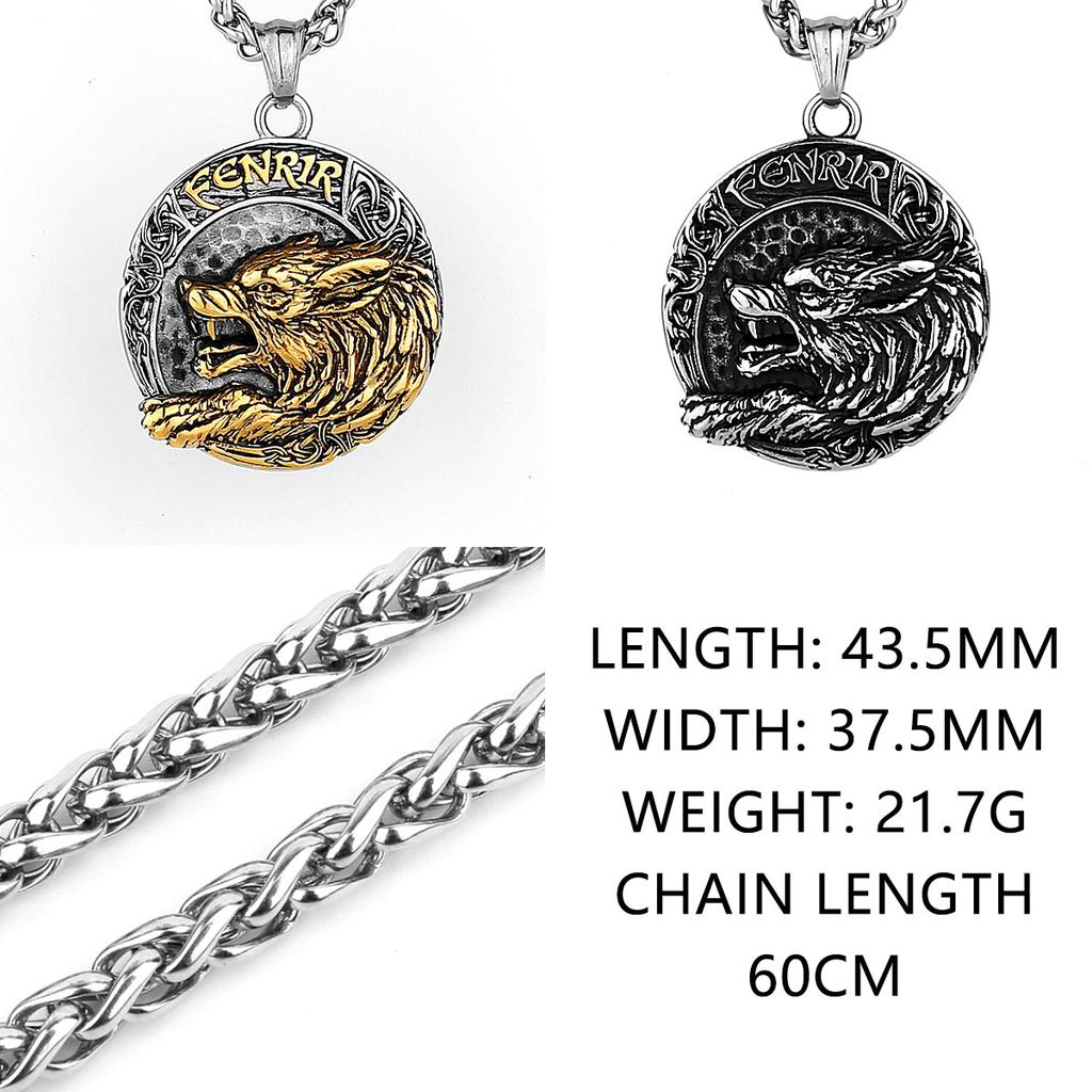 Viking Fenrir Wolf Mystic Rune Pendant Men's Fashion Trend Amulet 316L Stainless Steel Pendant Necklace Party Gift Jewelry