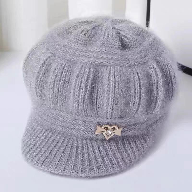 Middle-aged hat women's autumn and winter casual pullover hat old lady fleece thickened ear protector mother thickened in winter