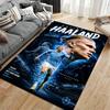 Soccer Star Area Rug, Erling Haaland Manchester City 9 Born to Score Blue Lightning Print, Football Fan Decor, Non-Slip Mat