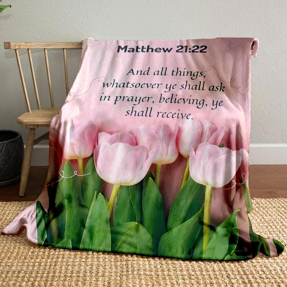 

Matthew Verse Pink Tulip Blanket Printed Blanket for Living Room Bed Couch lunch break Soft Cozy Blanket for Friend s festival Gift 80cm x 120cm