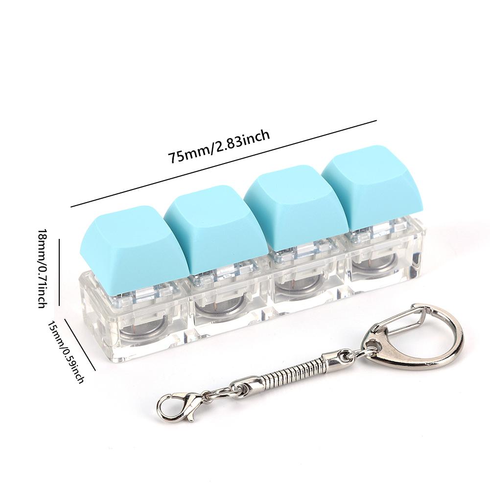 4 Keys Keyboard Fidget Toy Keychain Decompression Toys with LED Light Keyboard Clicker Toy DIY Button Stress Relief for Adult