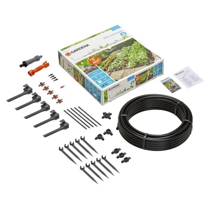 Kit complet d'arrosage goutte-à-goutte pour massifs et potagers - gardena - micro-drip® - arrosage 40m²