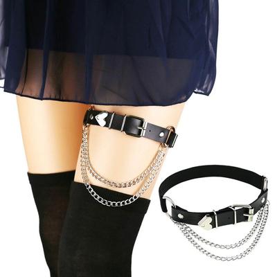 Chain Leg Harness Thigh Ring Punk PU Leather Fashion Accessories Heart Garter Belt Women Suspenders
