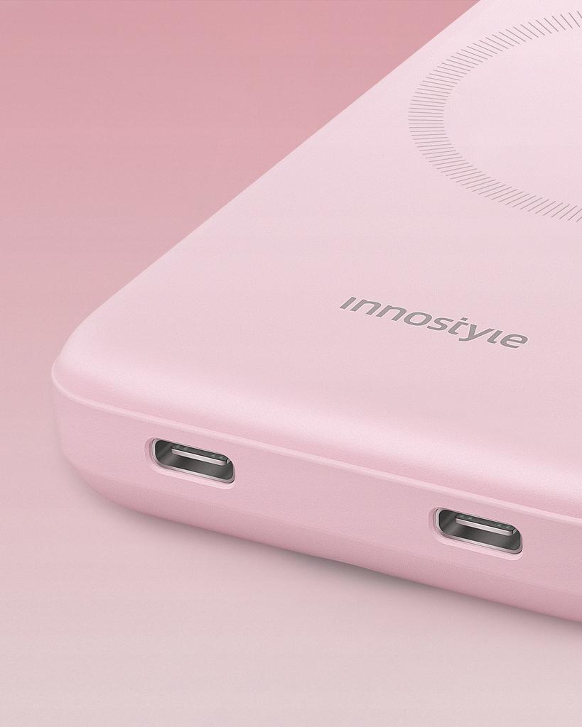 Innostyle Powerduo 2In1 Fast Induction Powerbank For Magsafe Watch 10000Mah Pink