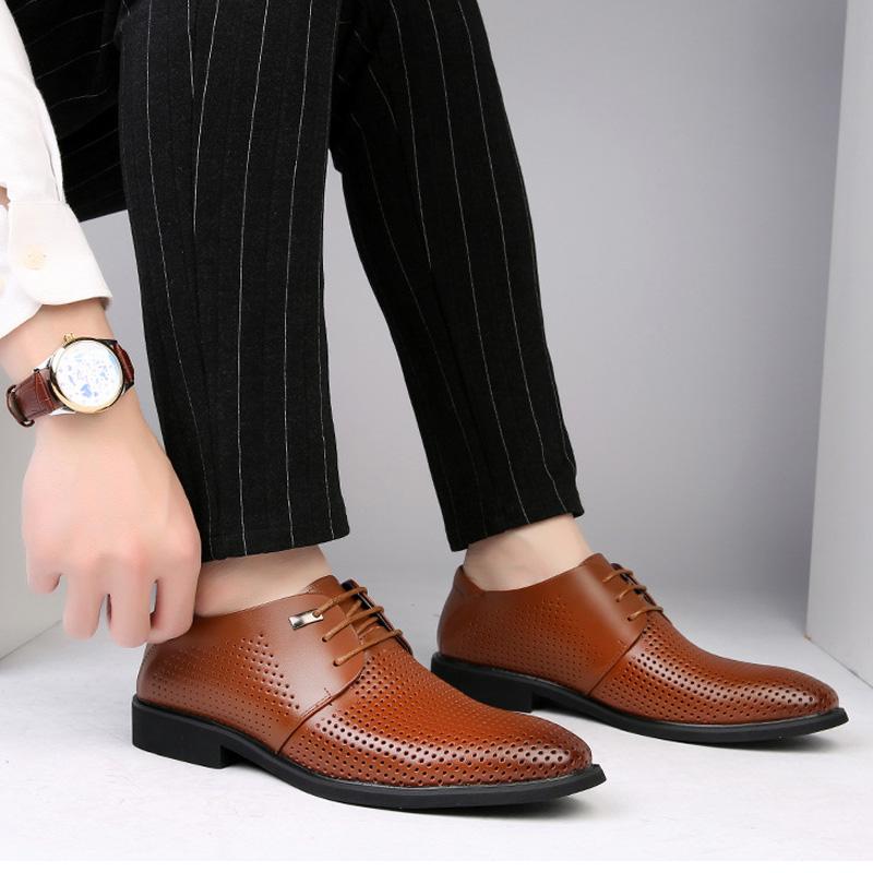 Men Formal Shoes 2024 Summer Breathable Fashoin Men's Leather Dress Shoes Office Business Shoes for Men Father Flats