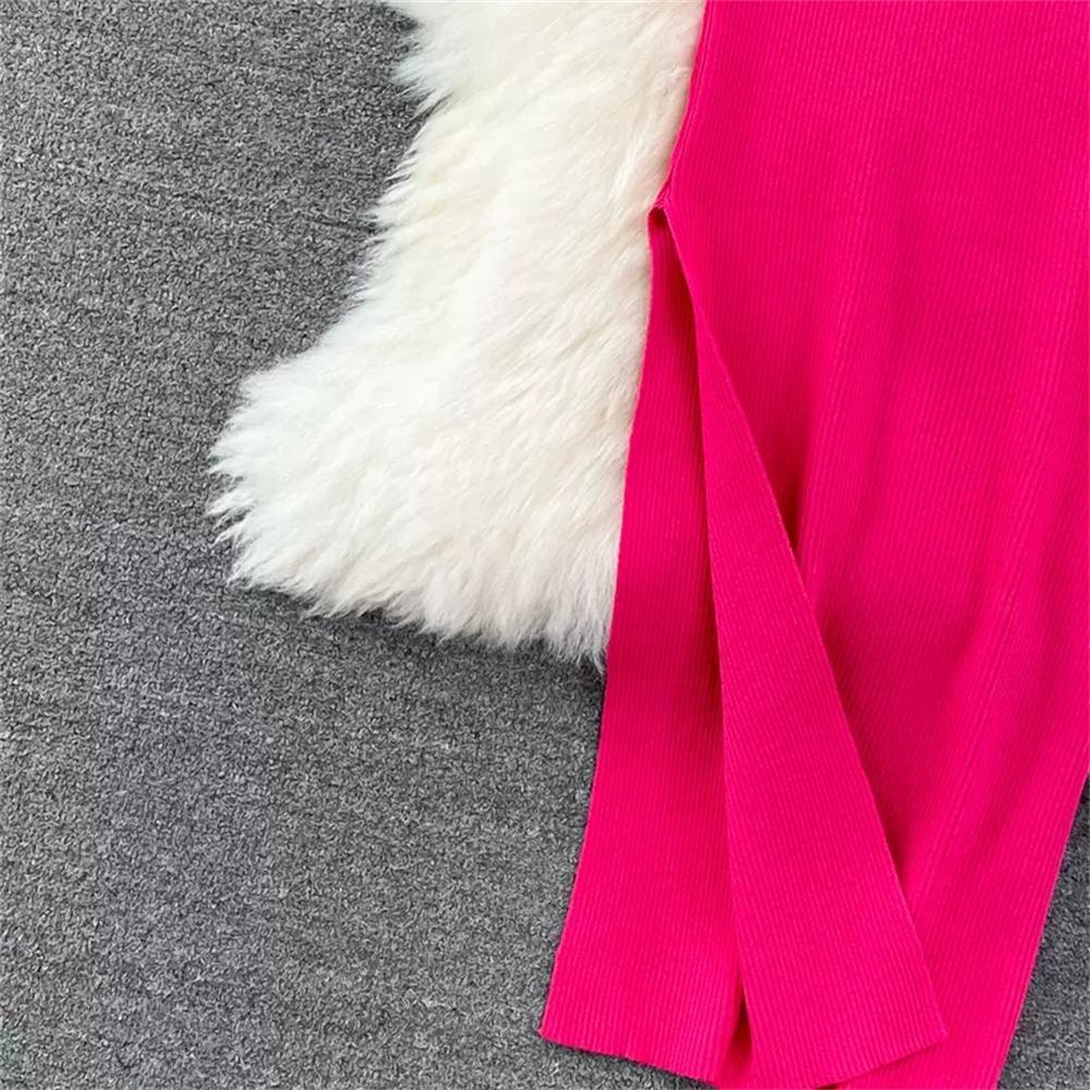 Vestido de Punto Minimalista sin Espalda para Mujer Verano SSólido de Punto sin Mangas Ajustado sin Mangas Sexy Bodycon Vestido Camiseta