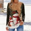 Women's Casual Long Sleeve Christmas Print Round Neck Top