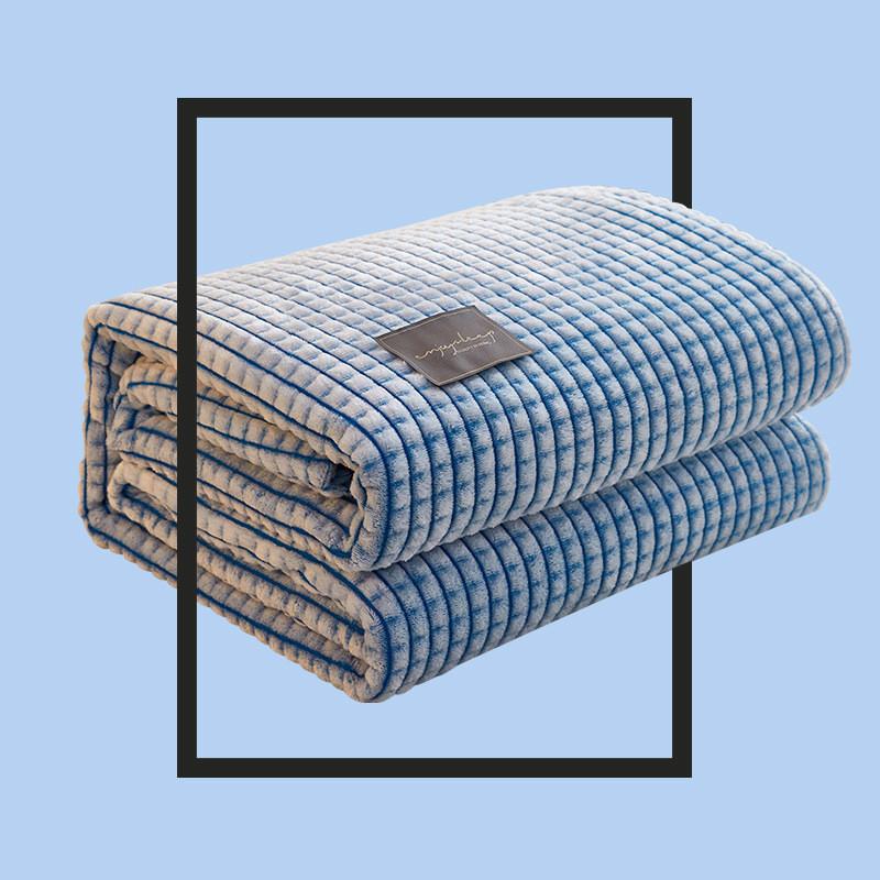 

Milk Velvet Blanket For Office Nap With Soft Coral Fleece For Gift Use Sky Blue,120x200cm