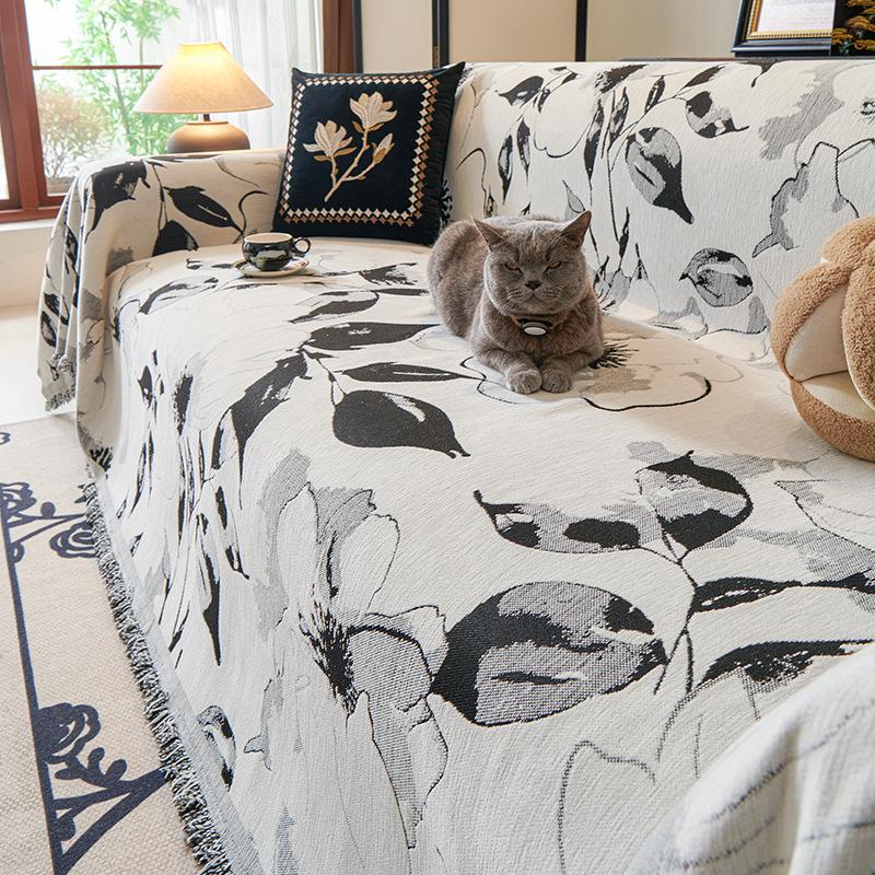 New Chenille Fabric Sofa Covers Four Seasons Universal Tassel Throw Blankets Anti-cat Scratch Towel Protector For Living Room