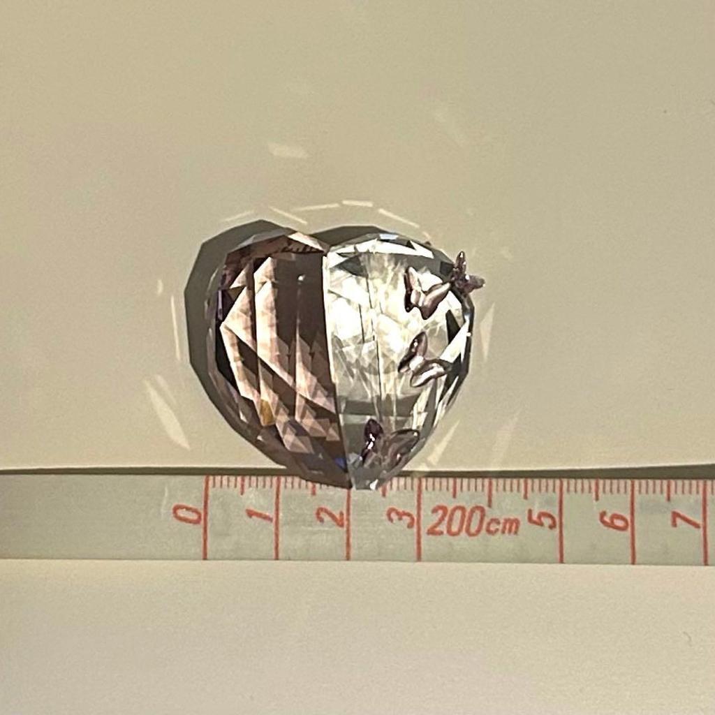 Used Swarovski Crystal Heart Butterfly Large and Small Figurine Set of 2