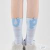 Soft Simple Cotton Mid-calf Socks Words Asymmetric Printing Socks Summer Hosiery Plush Ball Women Tube Socks Ladies