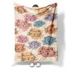 Cute Cat Face Flannel Throw Blanket – Colorful Cartoon Design, Soft Cozy Fleece for Home, Office, Couch & Car