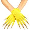 Dark Gloves with Long Nails for Halloween Witch Party, Short Stretch Fit