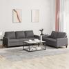 Vidaxl 2-Cz. Sofa Set With Cushions, Grey, Faux Leather