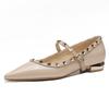 2221 [sheepskin] Flat-bottomed Rivet Single Shoes Women's Thick Heel Autumn 2025 New Pointed Patent Leather Mary Jane Shoes