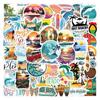 60 Cartoon Beach & Surf Stickers: Waterproof Decorations for Journals, Water Bottles, and Computers.