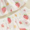 Newborn Baby Girl Summer Outfits Strawberry/Cherry/Lemon Print Fly Sleeve Tops Elastic Waist Shorts Headband 3Pcs Clothes Sets