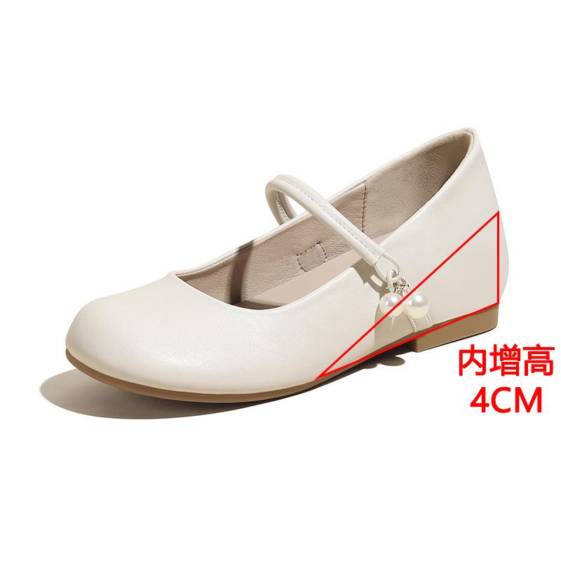 Small inner height increase pearl Mary Jane single shoes women's spring and autumn new women's shoes small size 323334