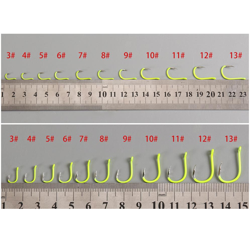 50pcs Sea Tackle for Carp Carbon Steel Bait Holder Luminous #8 / #9 / #10 Fishing Hooks Fishhooks