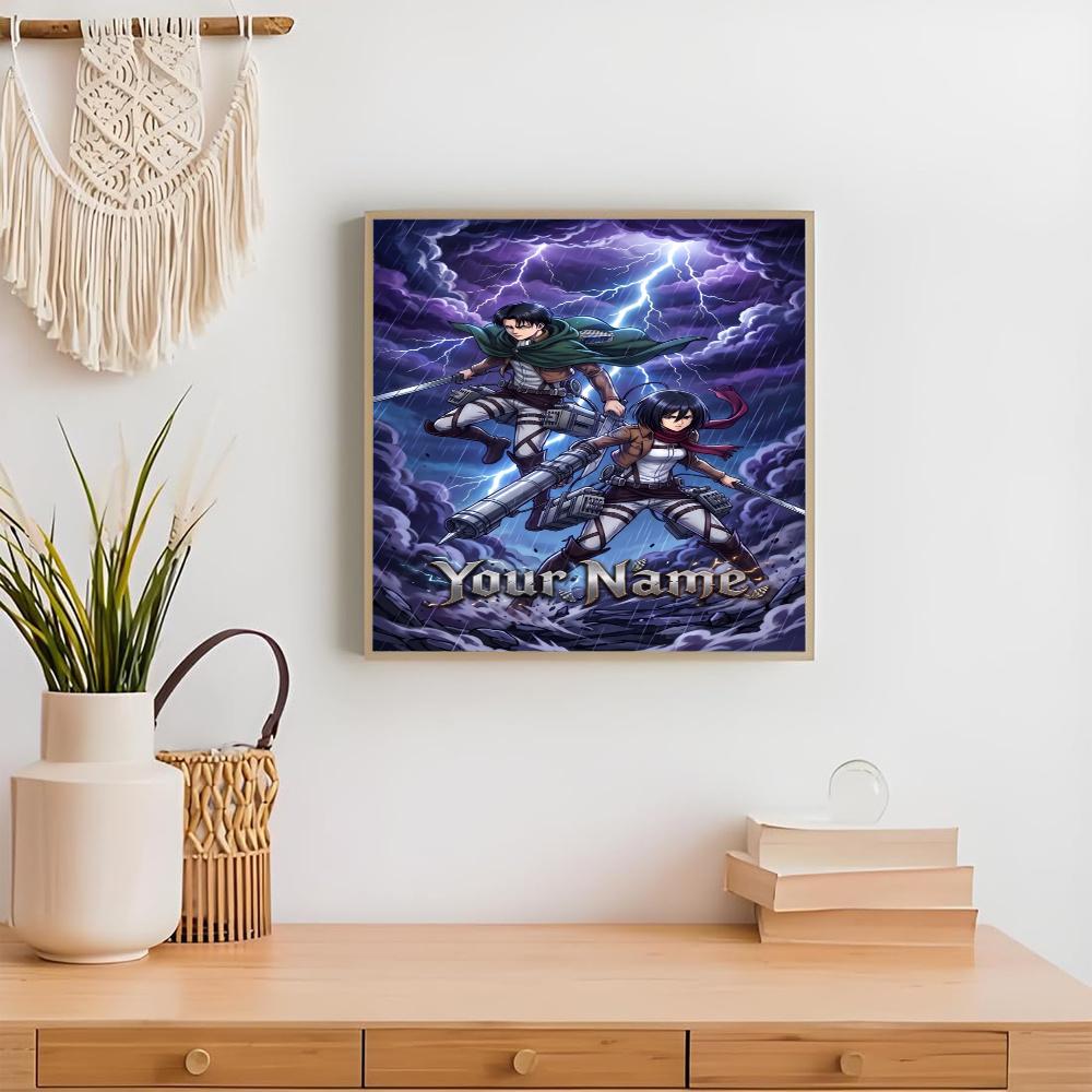 Attack Titan Personalized Name Diamond Paintings Mosaic Wall Round Diamond Art Painting Kits Embroidery Crystal Accessories Frameless