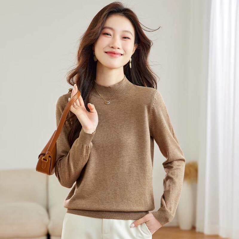SNOWFLYING Women's Mock Neck Long Sleeve Knit Top