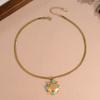 Vintage 18K Gold Plated Snake Chain Necklace with Turquoise Sun Pendant Choker Bohemian Jewelry for Women