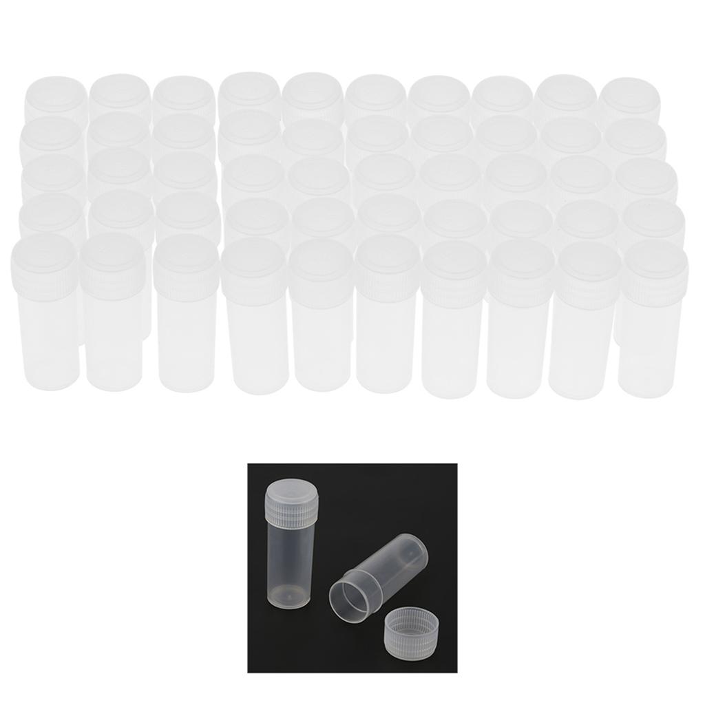50 Pcs 5ml Volume Plastic Sample Bottles Small Storage Container