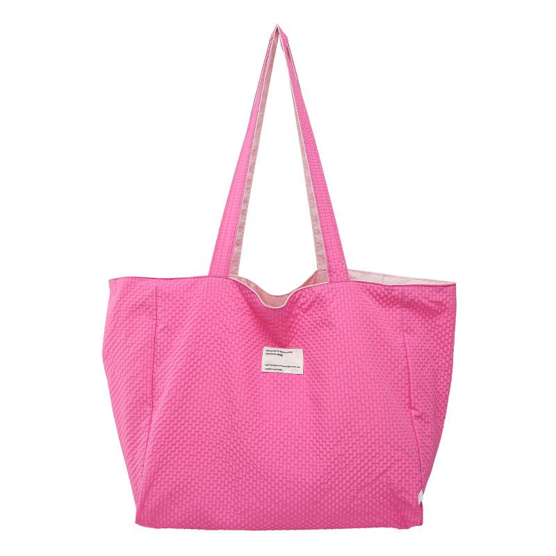 Spring and Summer New Tote Bag Lazy Wind Canvas Bag Simple Double-sided Bag Plaid Contrasting Shopping Bag