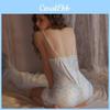 Cute Floral Ice Silk Sleeveless Nightdress With Pushup Cups For Lounge And Sleep