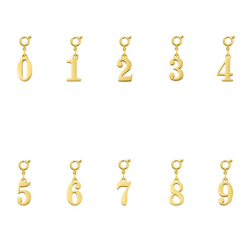 Gold Hand-Polished Titanium Steel Birthday Number Pendant Necklace & Bracelet Accessories