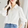 Women's Long Sleeve Pure Cotton Embroidered White Shirt - 2025 Spring Collection
