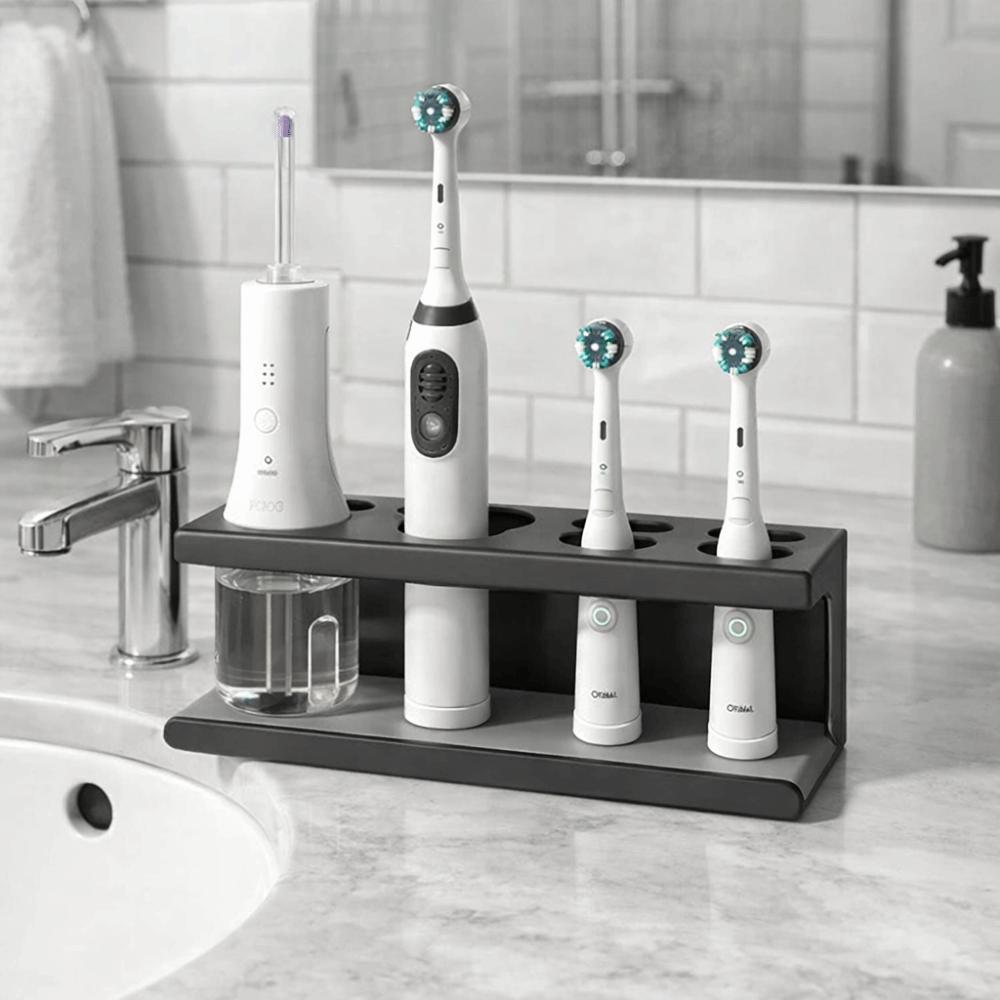 Large Capacity Toothbrush Toothpaste Holder Space Aluminum Makeup Brush Rack For Bathroom