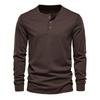 Pánské velké rychleschnoucí henley: Jarní/Podzimní tričko s dlouhým rukávem s ptačím okem, trendy a všestranné.