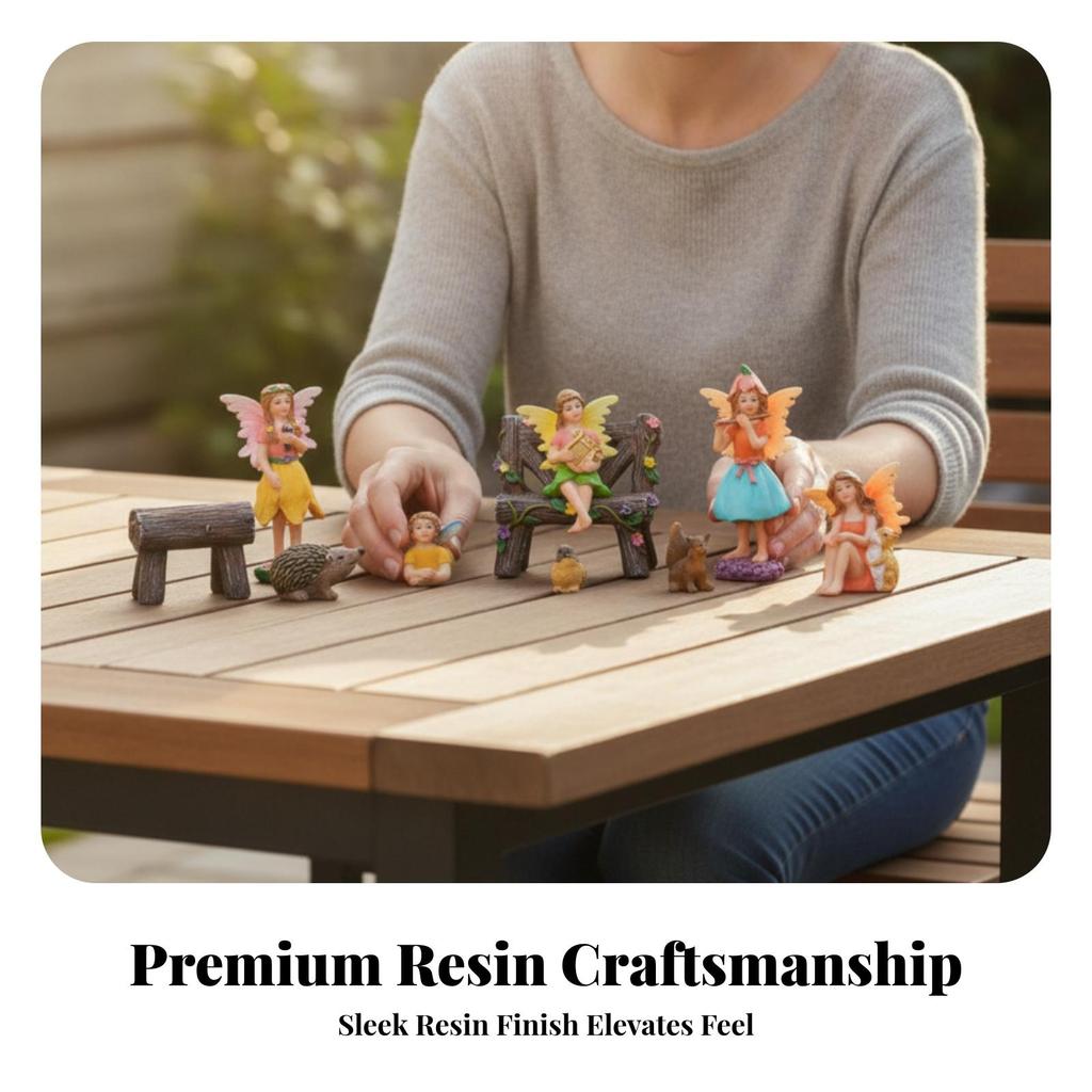 Fairy Garden Figurines Set HandPainted Miniature Bright Colors Desktop