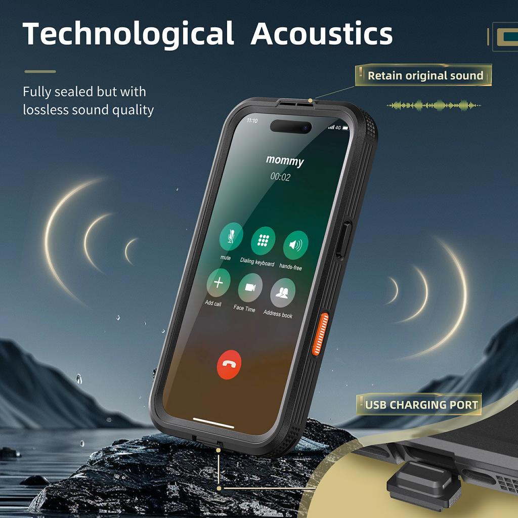 SHELLBOX For iPhone 16 Case Compatible with MagSafe IP68 Waterproof Clear Phone Cover